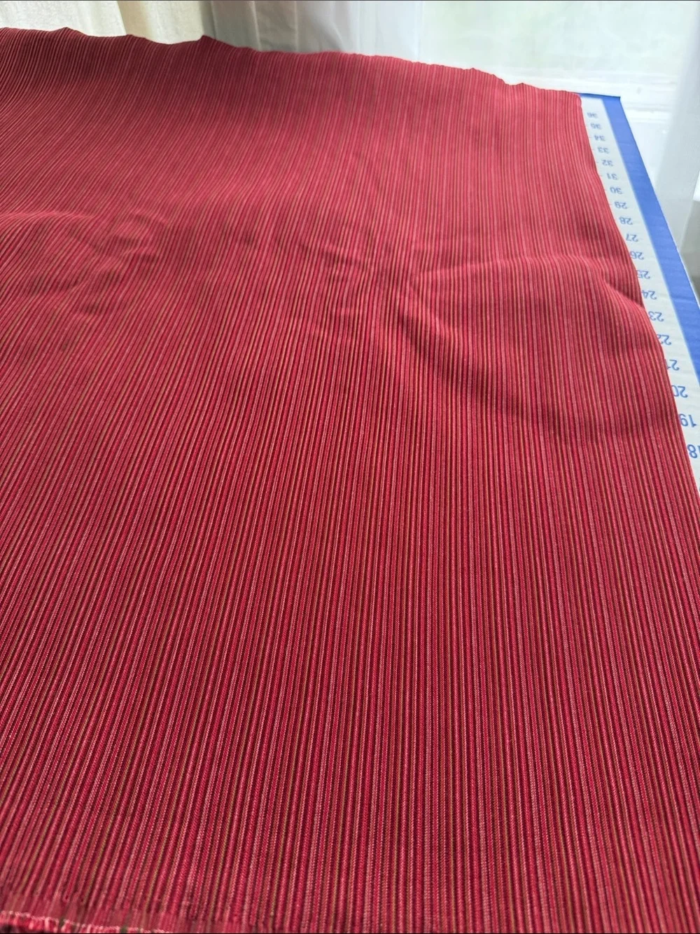 Vintage 1970s Ribbed Knit Fabric Rust/Red Stripe 3.5 Yards x 58” Heavy Stretch